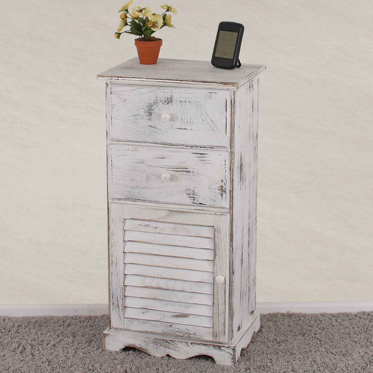 Kommode 81x40x32cm Shabby-Look Vintage ~ weiss - Jamb.ch